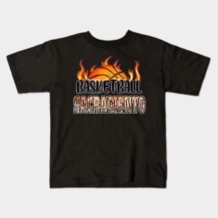 Classic Basketball Design Sacramento Personalized Proud Name Kids T-Shirt